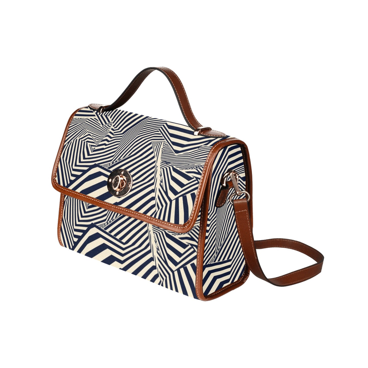 A-mazing All Over Print Waterproof Canvas Bag (Brown Strap)