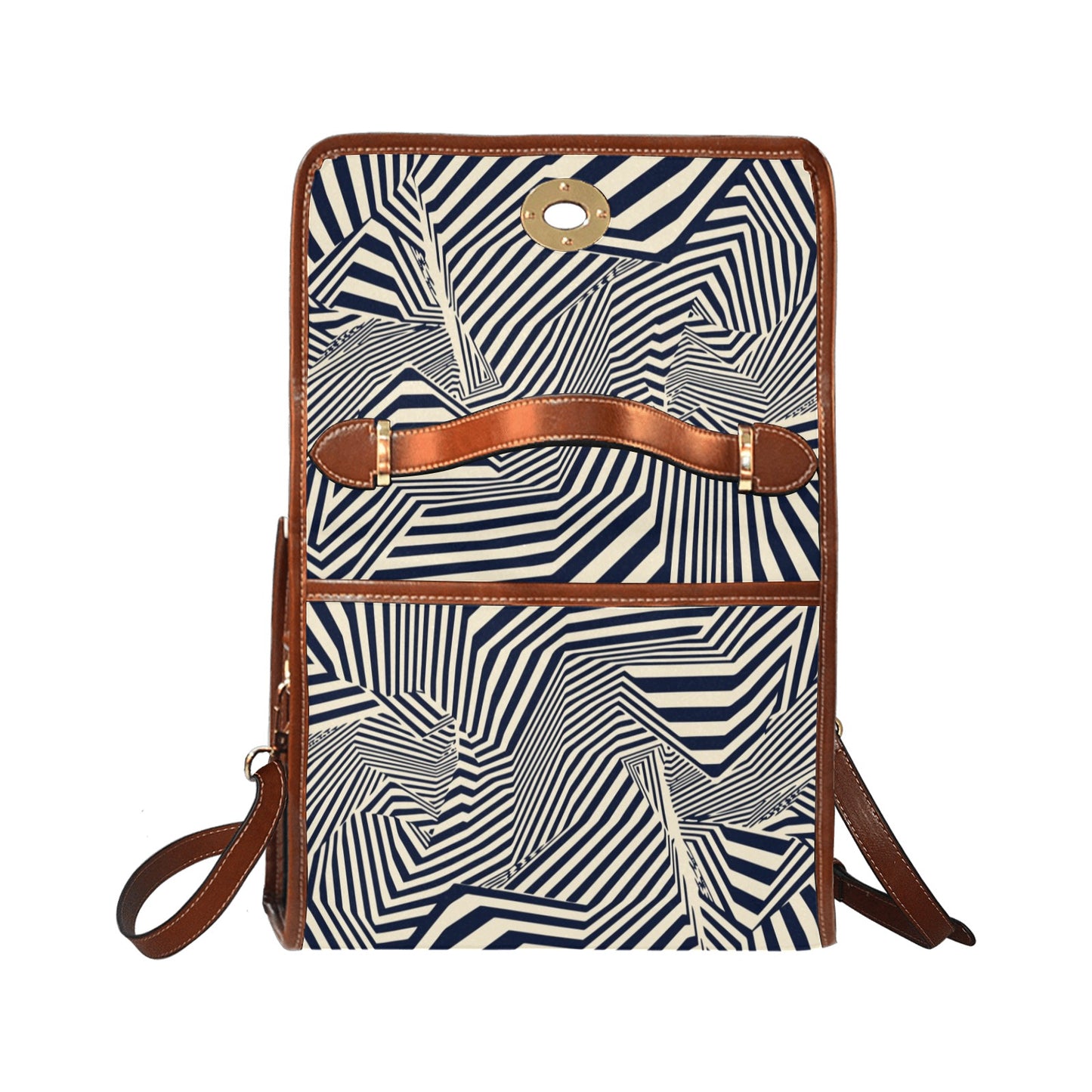 A-mazing All Over Print Waterproof Canvas Bag (Brown Strap)