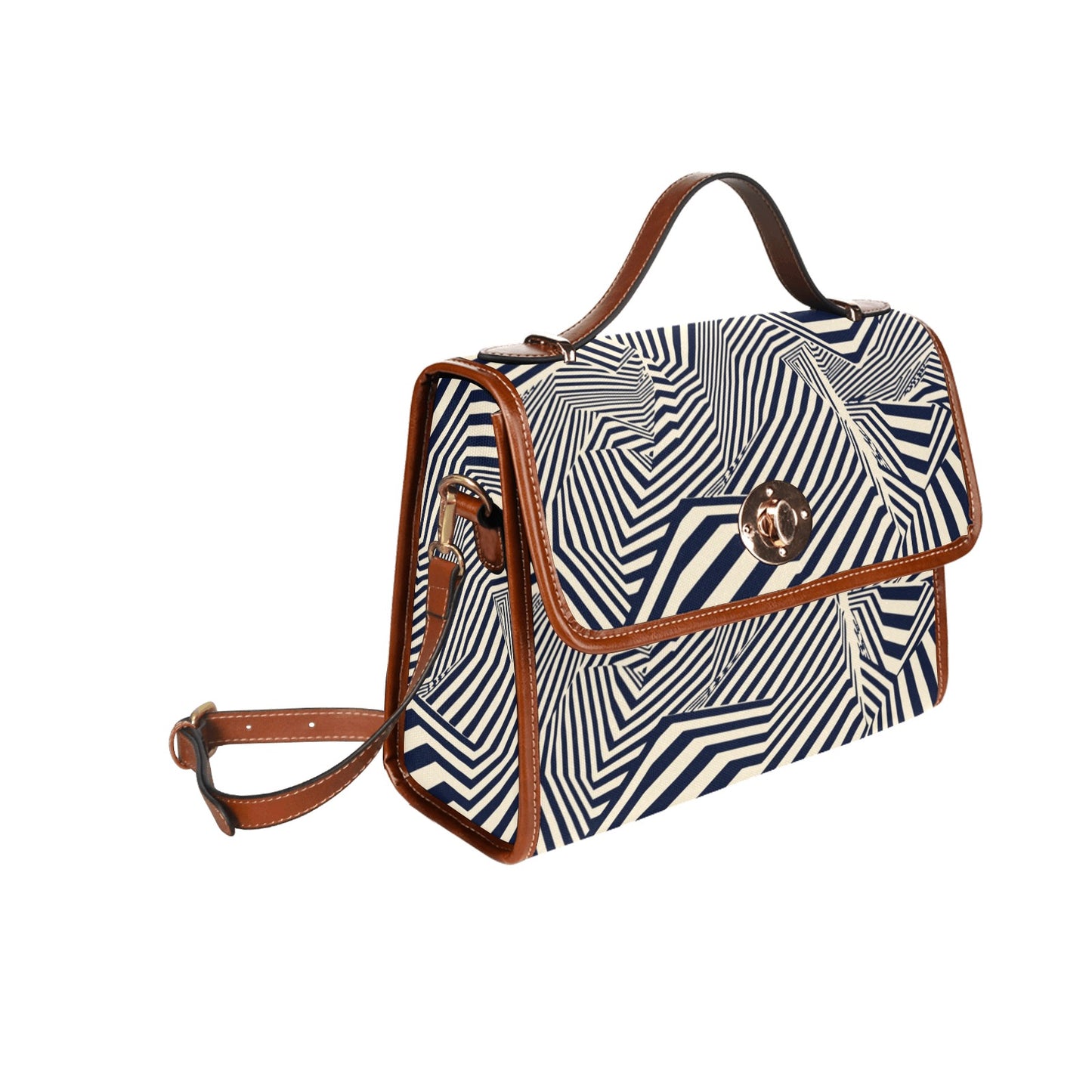 A-mazing All Over Print Waterproof Canvas Bag (Brown Strap)