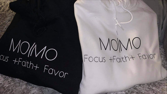 Focus Faith Favor Classic Hoodie- Horizontal (Black/White)