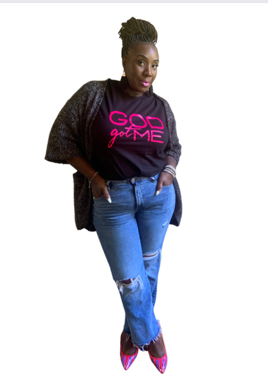 God Got Me- Pink on black