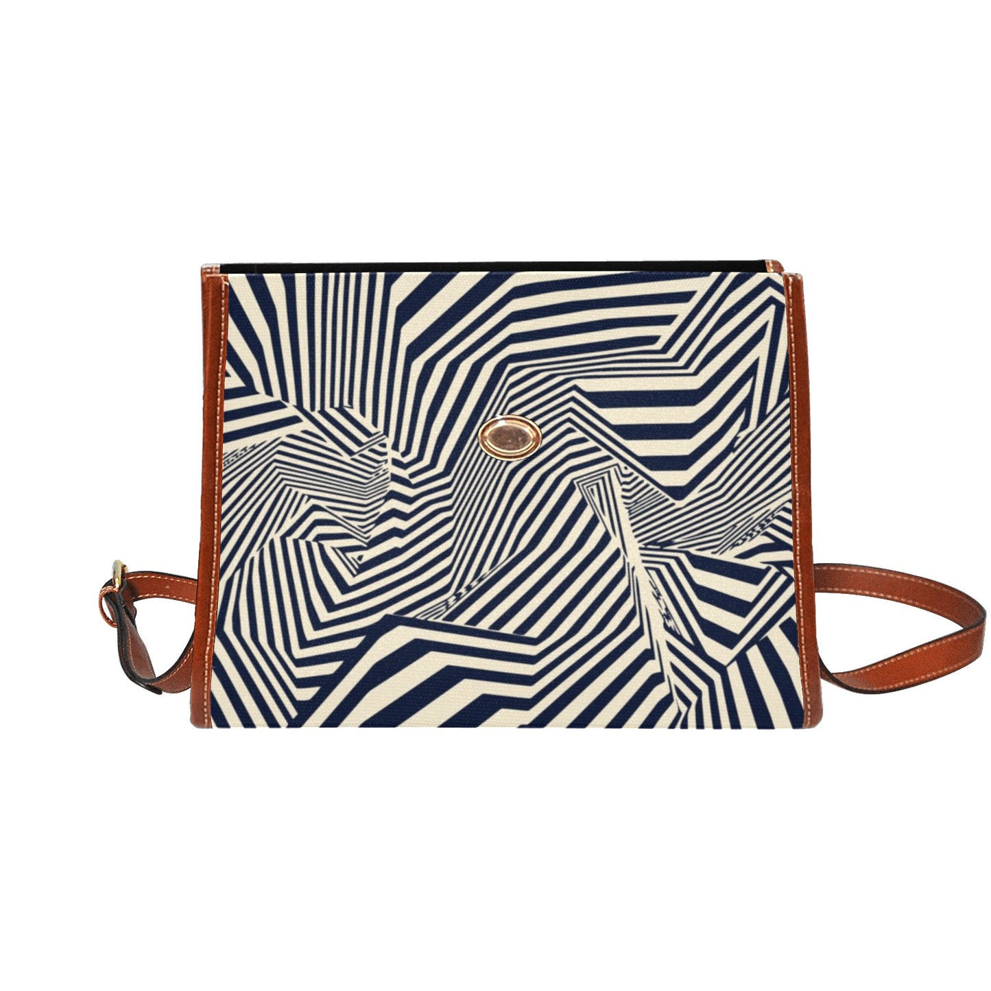 A-mazing All Over Print Waterproof Canvas Bag (Brown Strap)